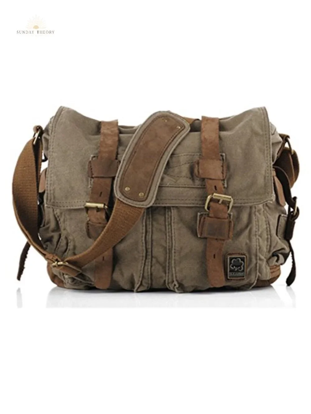 Vintage Military Canvas Leather Laptop Messenger Bag 17
